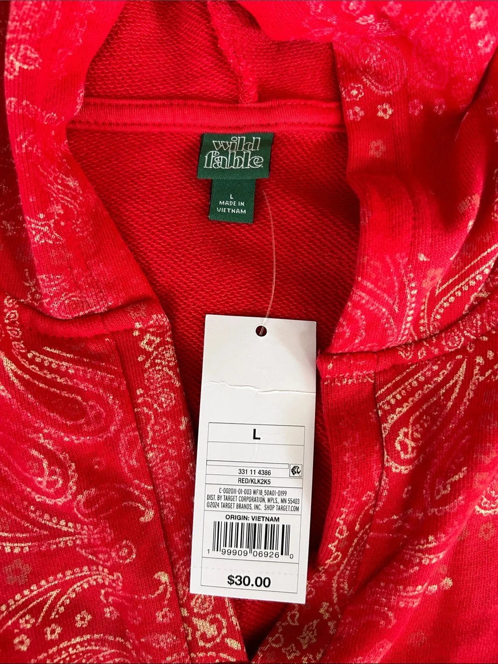 NWT Wild Fable - Women's Split Neck French Terry Pullover Sweatshirt Red Large - Picture 4 of 6
